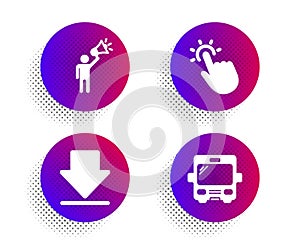 Downloading, Touchpoint and Brand ambassador icons set. Bus sign. Vector