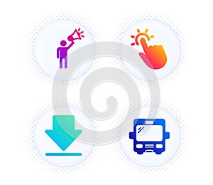 Downloading, Touchpoint and Brand ambassador icons set. Bus sign. Vector