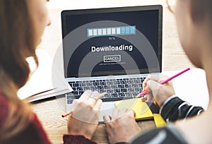 Downloading Transferring Network Information Technology Concept photo