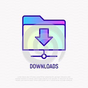 Downloads of content from website thin line icon