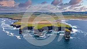 Downpatrick Head Eire sign amazing scenery aerial drone image Irish landmark Mayo Ireland photo