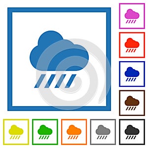 Downpour weather flat framed icons