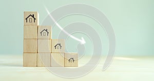 Downsizing home or crisis in the real estate market, housing market crash concept. Reducing demand for home buying photo