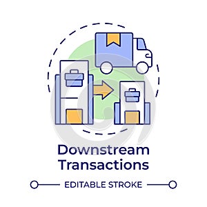 Downstream transactions multi color concept icon photo