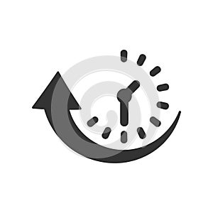 Downtime icon in flat style. Uptime vector illustration on white isolated background. Clock business concept photo