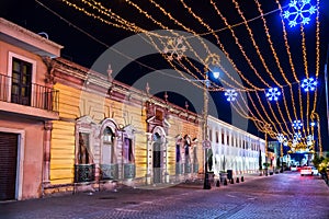 Downtown Aguascalientes, Mexico with Christmas decorations photo