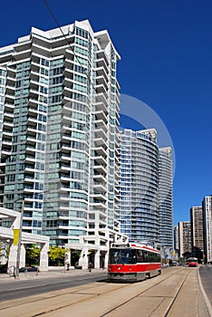 Downtown apartment buildings and LRT