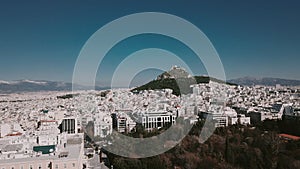 Downtown of Athens. Acropolis of Greece. View over the city from above. white city.