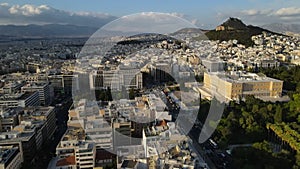 Downtown Athens, Greece. Aerial View of Parliament Building, Syntagma Square