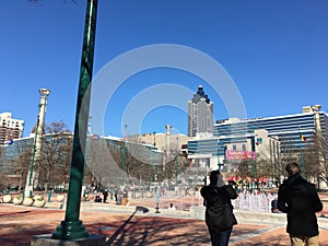 Downtown Atlanta Centennial olympic park people close up