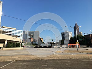 Downtown Atlanta Ga distant cityscape and empty streets