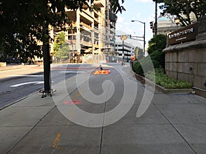 Downtown Atlanta Ga empty streets early morning lockdown pandemic 2020