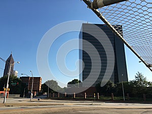 Downtown Atlanta Ga fence over view Georgia Power building