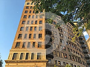 Downtown Atlanta Ga looking up vintage tall building
