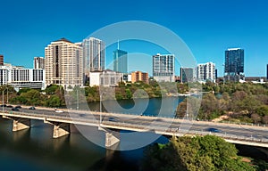 Downtown Austin Texas skyline and Colorado river