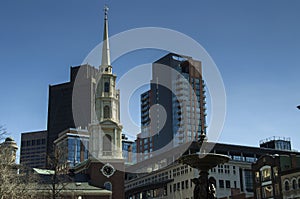 Downtown Boston and Park street Church