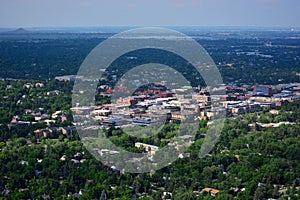 Downtown Boulder, Colorado on a Sunny Day with Boulder Reservoir