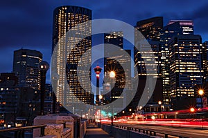 Downtown Calgary Illuminated At Night