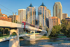 Downtown Calgary skyline on a summer sunset, Alberta, Canada. photo