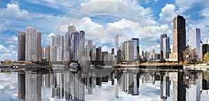 Downtown Chicago Cityscape Skyline Reflections