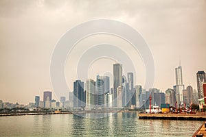 Downtown Chicago, IL on a cloudy day