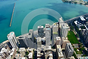 Downtown Chicago Skyscrapers, Lake Shore Drive, and Lake Michigan