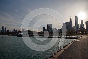 Downtown Chicago Sunset Silhouette shot from Grant Park