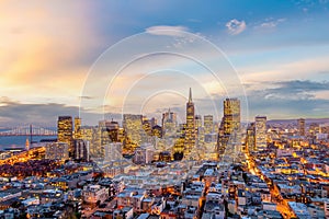 Downtown city skyline San Francisco cityscape in USA