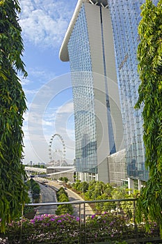 Downtown Cityscape of Marina Bay Sands and Singapore Flyer