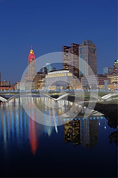 Downtown Columbus, Ohio at dusk