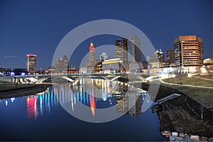 Downtown Columbus, Ohio at dusk