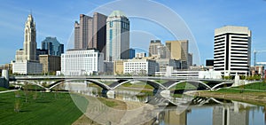 Downtown Columbus Ohio Skyline Rich Street Bridge