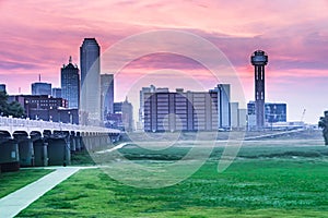 Downtown Dallas, Texas skyline at the blue hour