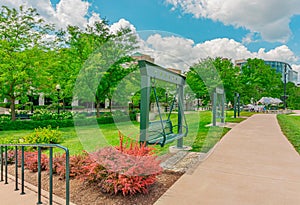 Downtown Dayton Ohio hosts the Five Rivers Metropark, with recreational swings and benches