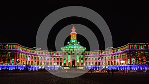 Downtown Denver City and County Building during Christmas.