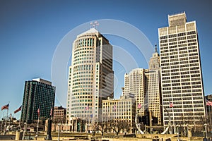 Downtown Detroit Michigan Panoramic Skyline