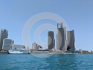 Downtown Detroit river summer fun boat