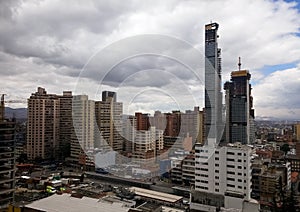 Downtown district of Bogota, Colombia. Modernization of developing country.