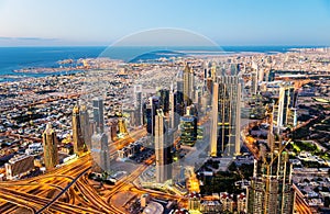 Downtown of Dubai as seen from Burj Khalifa