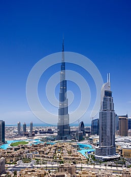 Downtown Dubai with the Burj Khalifa and Dubai Fou