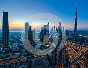 Downtown Dubai Cityscape view from rooftop