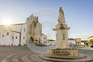 Downtown of Faro with Cathedral of Se in the morning, Algarve, Portugal