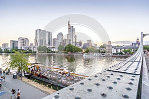 Downtown of Frankfurt am Main with skyscrapers and river, Germany