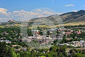 Downtown Golden, Colorado in the Rocky Mountains on a sunny day