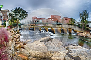 Downtown of greenville south carolina around falls park