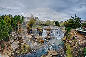 Downtown of greenville south carolina around falls park