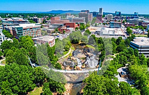 Downtown Greenville South Carolina Drone Aerial Skyline