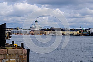 Downtown Helsinki cityskyline with presidental palace and Helsinki cathedral in sight