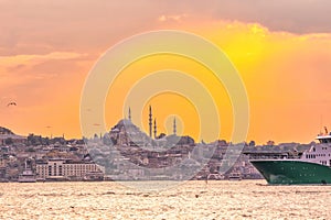 Downtown Istanbul cityscape in Turkey