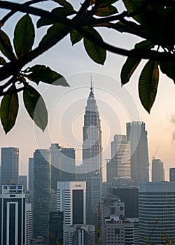 Downtown Kuala Lumpur city skyline, cityscape of Malaysia at twilight